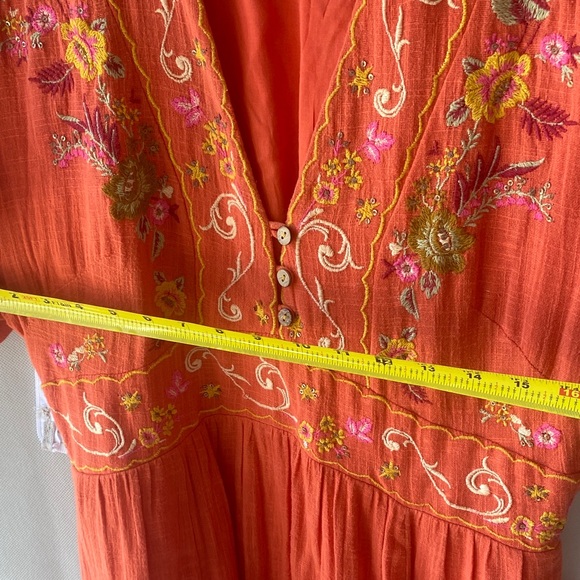 Free People Red Embroidered V-Neck Maxi Dress - Picture 4 of 4